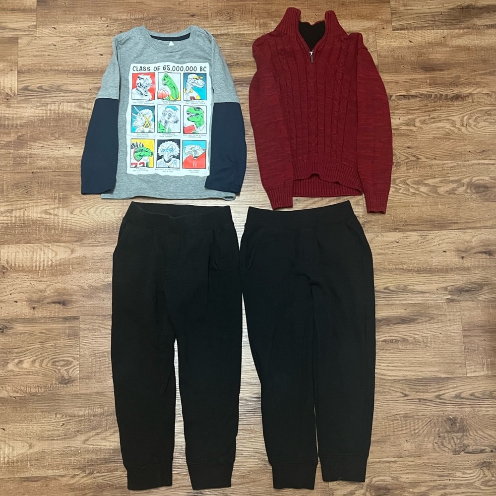 Bundle Lot Garanimals Nautica Boy Sweaters Two Black Jogger Sweat Pants Size 4-6